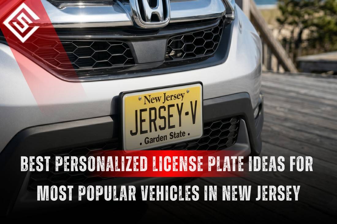 Close-up of a New Jersey vanity plate on a Honda SUV, highlighting custom plate ideas for Jersey drivers across the state.