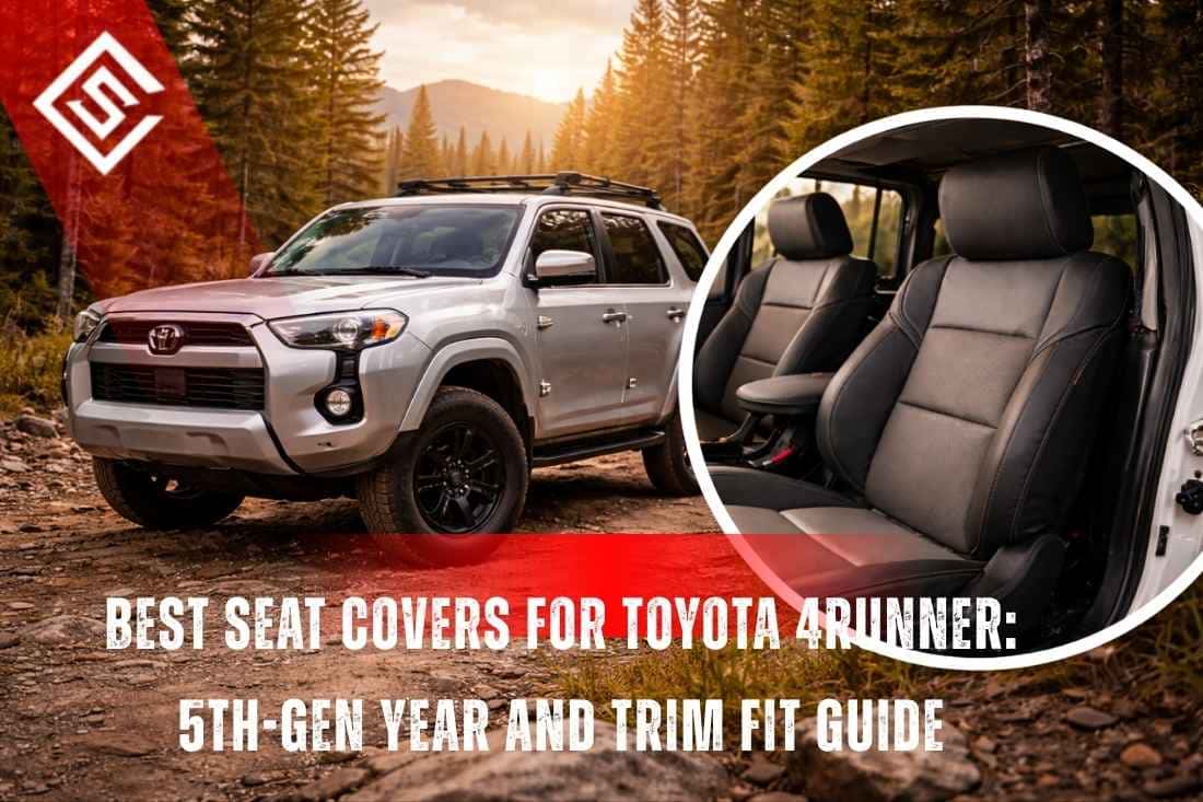 Toyota 4Runner 5th gen SUV with interior seats highlighting eco-leather seat covers fit for TRD Pro and standard trims.