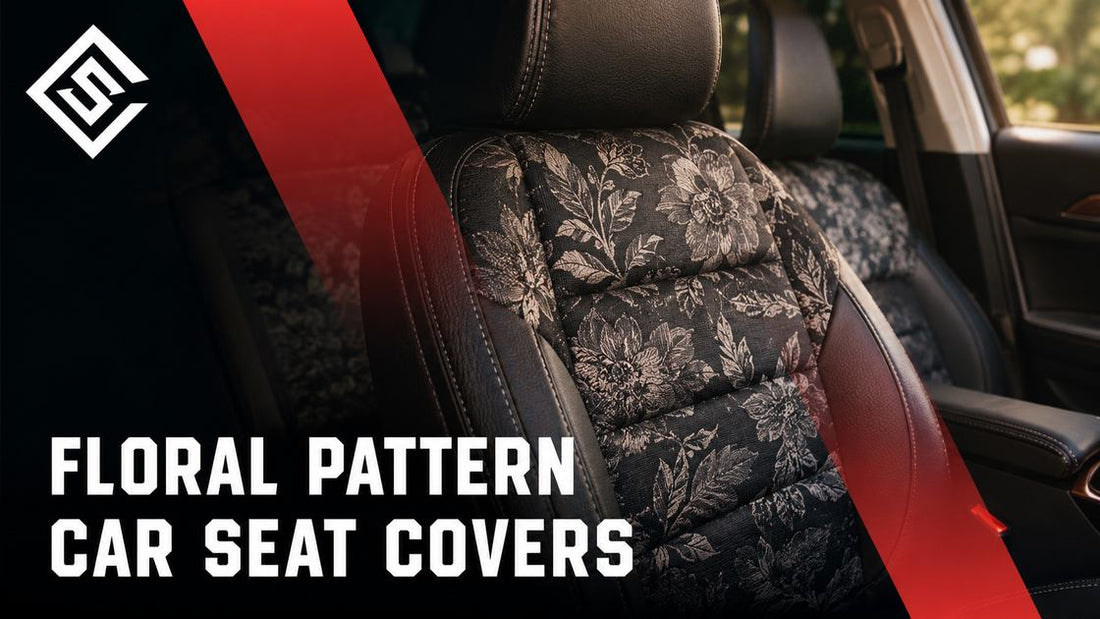 Floral pattern car seat covers with elegant black floral upholstery, showcasing stylish interior protection options.