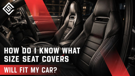 Black leather car seats illustrating how to choose the right size seat covers for a secure custom fit article.
