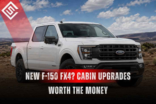 White Ford F-150 FX4 pickup highlighting cabin upgrades that protect seats, floors, and gear after trail and daily use.