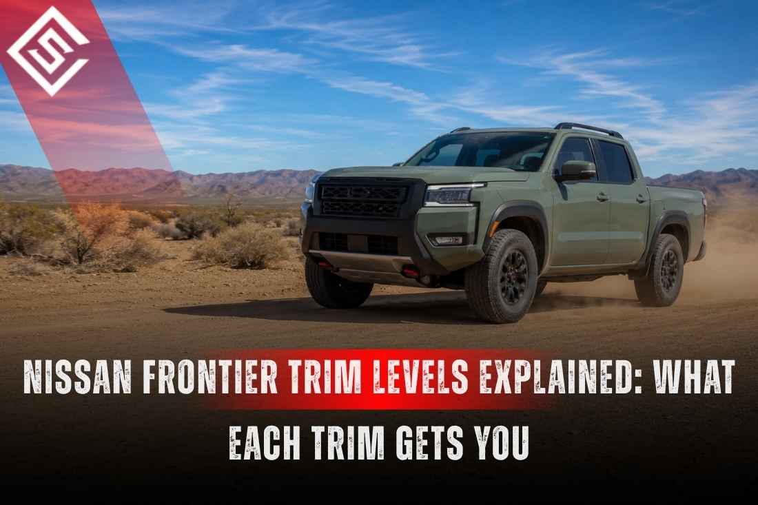 2026 Nissan Frontier PRO-4X on a desert trail, previewing trim levels, off-road features, and seat cover fitment.