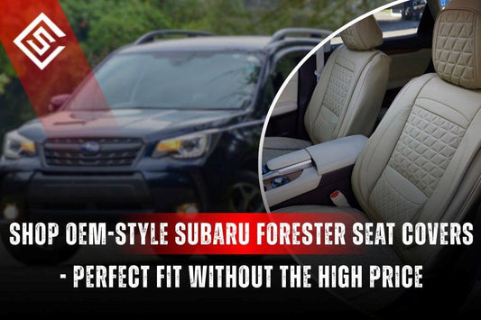 OEM style Subaru Forester seat covers showing factory fit interior with durable eco leather protection at fair price.