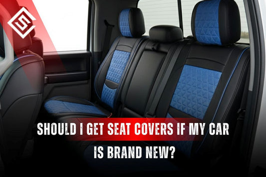 OEM-style seat covers in a brand new car interior, showing protection from early wear, spills, and preserving factory look.