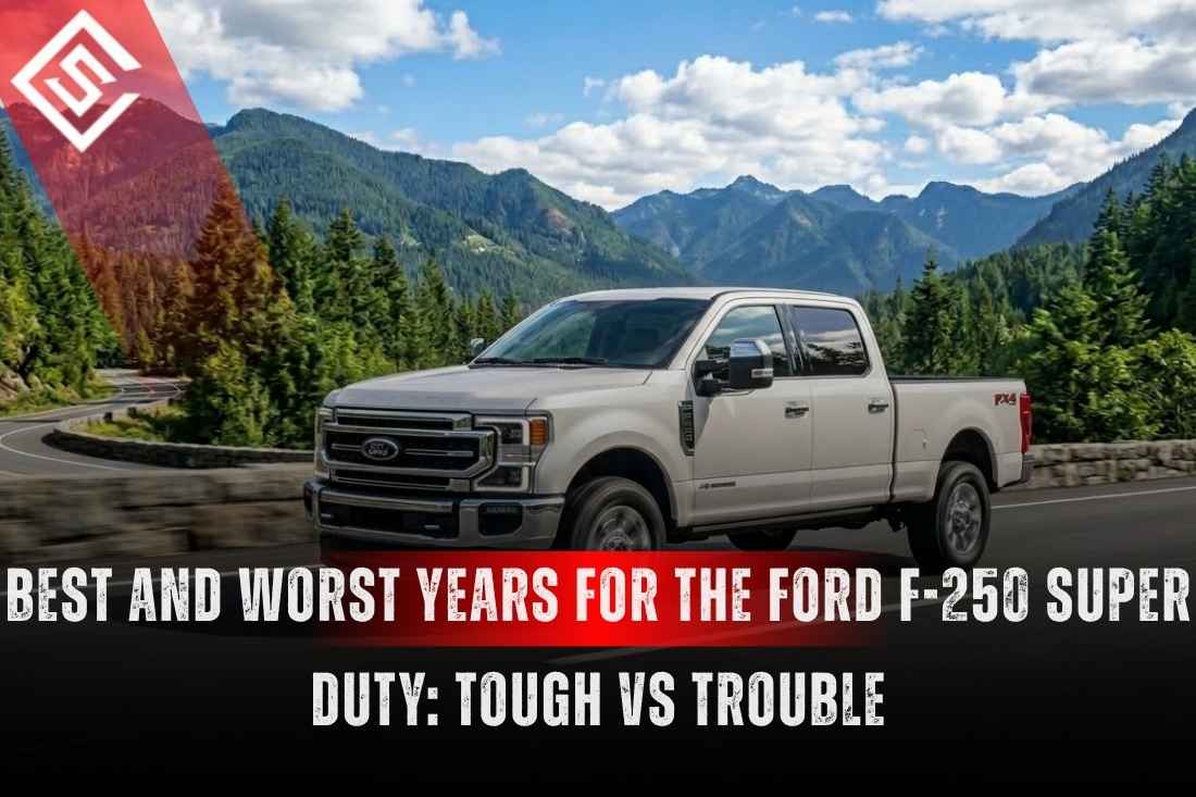 White Ford F-250 Super Duty truck highlighting the best and worst model years and diesel reliability concerns today.