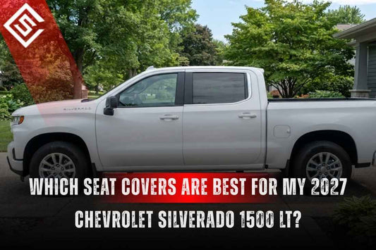 2027 Chevrolet Silverado 1500 LT exterior with seat cover guide headline.