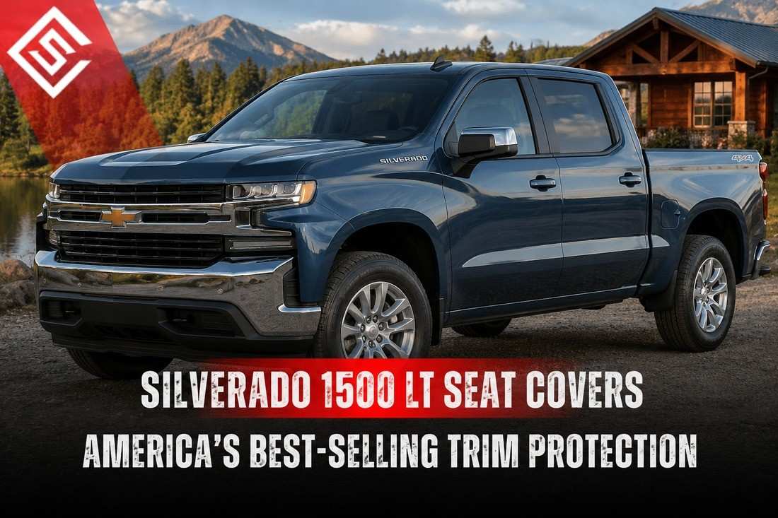Blue Chevrolet Silverado with Silverado 1500 LT Seat Covers highlighted for daily protection, comfort, and value.