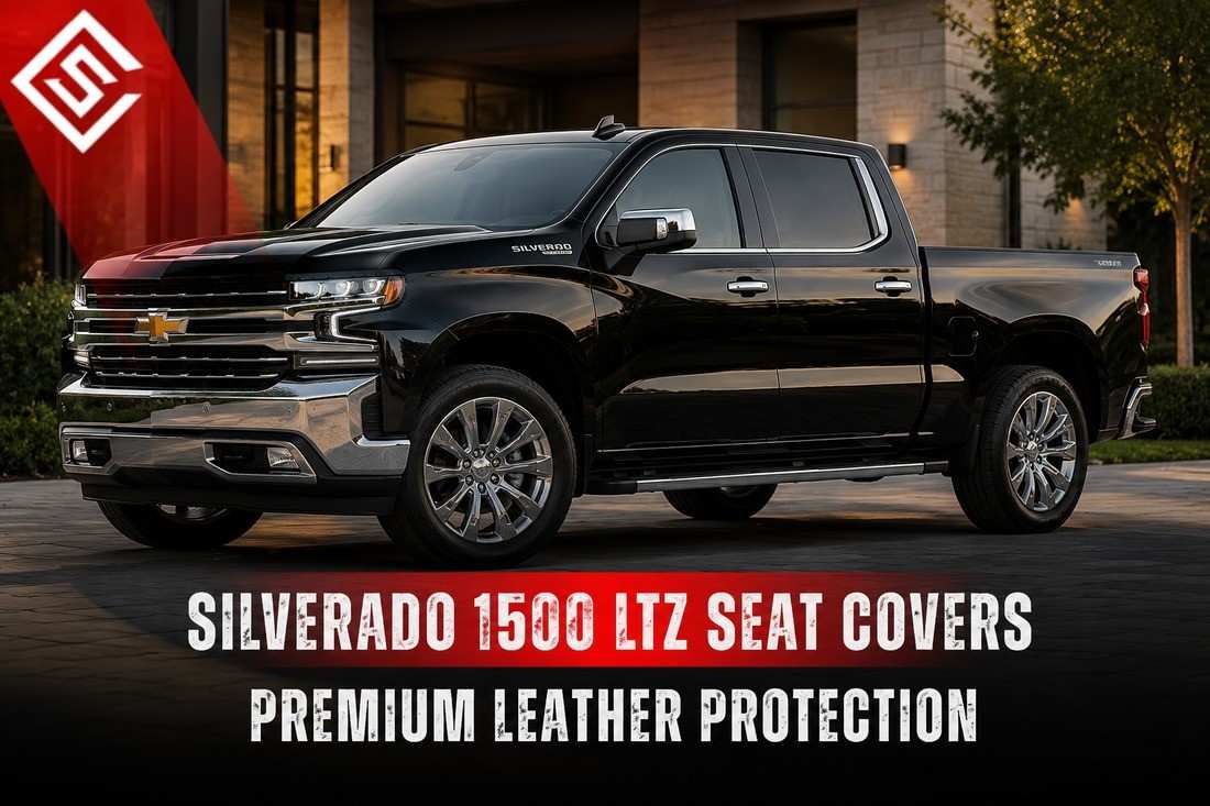 Black Chevrolet Silverado LTZ showcasing Silverado 1500 LTZ Seat Covers designed for premium leather seat protection.
